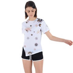 Golden-snowflake Asymmetrical Short Sleeve Sports T-shirt by saad11