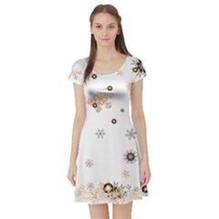 Golden-snowflake Short Sleeve Skater Dress by saad11