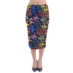 Dead Head Deadhead Grateful Dead Velvet Midi Pencil Skirt by Cemarart