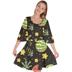Watermelon Doodle Pattern Velour Kimono Dress by Cemarart