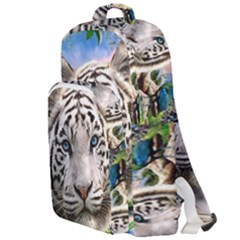 White Tiger Peacock Animal Fantasy Water Summer Double Compartment Backpack by Cemarart