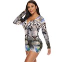 White Tiger Peacock Animal Fantasy Water Summer Long Sleeve Boyleg Swimsuit View2