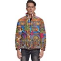 Arabian Street Art Colorful Peacock Tiger Man Parrot Horse Dancer Fantasy Men s Puffer Bubble Jacket Coat View1