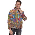 Arabian Street Art Colorful Peacock Tiger Man Parrot Horse Dancer Fantasy Men s Puffer Bubble Jacket Coat View3