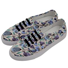 Bird Floral Blue Flower Retro Seamless Pattern Men s Classic Low Top Sneakers by Cemarart