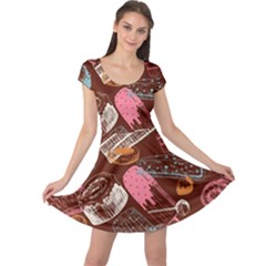 Sweet Food Seamless Pattern Cap Sleeve Dress by Cemarart