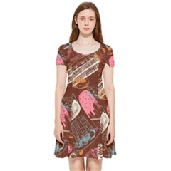 Sweet Food Seamless Pattern Inside Out Cap Sleeve Dress by Cemarart