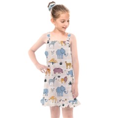 Wild Animals Seamless Pattern Kids  Overall Dress by Ndabl3x