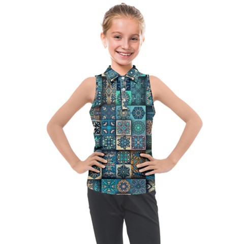 Texture Pattern Abstract Colorful Digital Art Kids  Sleeveless Polo T-shirt by Ndabl3x