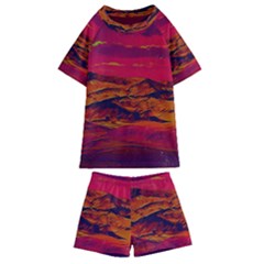 Time Wind Polishpattern Architecture Building City Cityscape Nature Pop-art Pop Surrealism  Retrowave Kids  Swim T-shirt And Shorts Set by Cemarart