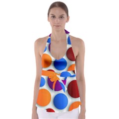 Abstract Dots Colorful Tie Back Tankini Top by nateshop