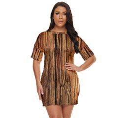 Brown Wooden Texture Just Threw It On Dress by nateshop