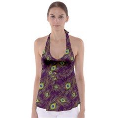 Feathers, Peacock, Patterns, Colorful Tie Back Tankini Top by nateshop