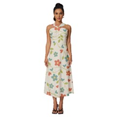 Abstract-1 Sleeveless Cross Front Cocktail Midi Chiffon Dress by nateshop