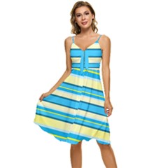 Stripes-3 Sleeveless Tie Front Chiffon Dress by nateshop