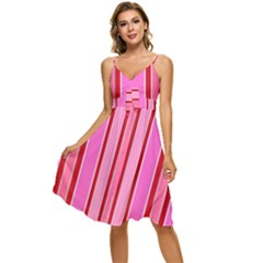 Stripes-4 Sleeveless Tie Front Chiffon Dress by nateshop