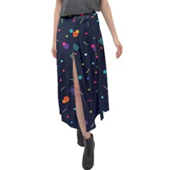 Abstract Minimalism Digital Art, Velour Split Maxi Skirt by nateshop