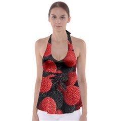 Berry,curved, Edge, Tie Back Tankini Top by nateshop