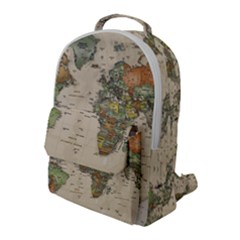 Vintage World Map Aesthetic Flap Pocket Backpack (large) by Cemarart