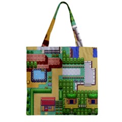 Pixel Map Game Zipper Grocery Tote Bag by Cemarart