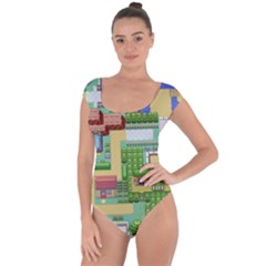 Pixel Map Game Short Sleeve Leotard  by Cemarart