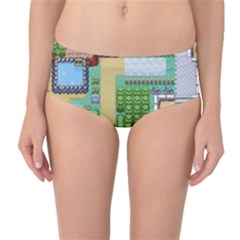 Pixel Map Game Mid-waist Bikini Bottoms by Cemarart