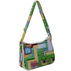 Pixel Map Game Zip Up Shoulder Bag by Cemarart