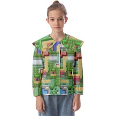 Pixel Map Game Kids  Peter Pan Collar Blouse by Cemarart