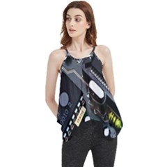 Motherboard Board Circuit Electronic Technology Flowy Camisole Tank Top by Cemarart