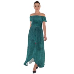 Background Green Off Shoulder Open Front Chiffon Dress by nateshop