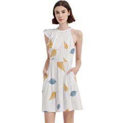 Background-24 Cocktail Party Halter Sleeveless Dress With Pockets by nateshop