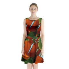 Fish Sleeveless Waist Tie Chiffon Dress by nateshop