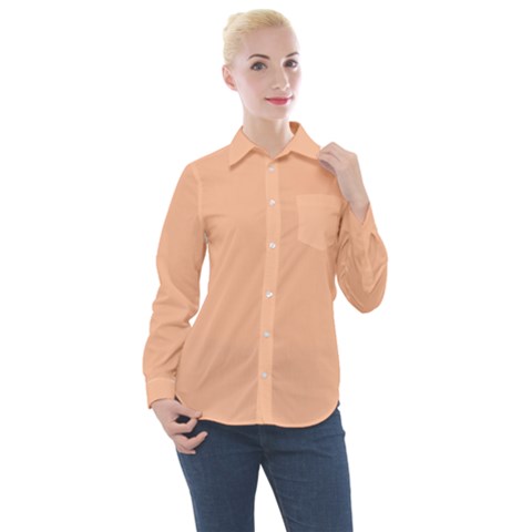 Peach Fuzz 2024 Women s Long Sleeve Pocket Shirt by dressshop