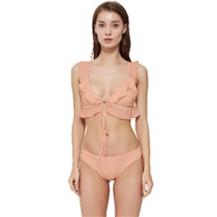 Peach Fuzz 2024 Low Cut Ruffle Edge Bikini Set by dressshop