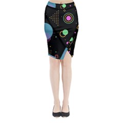 Colartive, Aesthetic, Amoled, Black, Colorful, Desenho Midi Wrap Pencil Skirt by nateshop