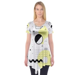 Graphic Design Geometric Background Short Sleeve Tunic  by Grandong