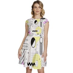 Graphic Design Geometric Background Cap Sleeve High Waist Dress by Grandong