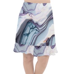 Marble Abstract White Pink Dark Fishtail Chiffon Skirt by Grandong