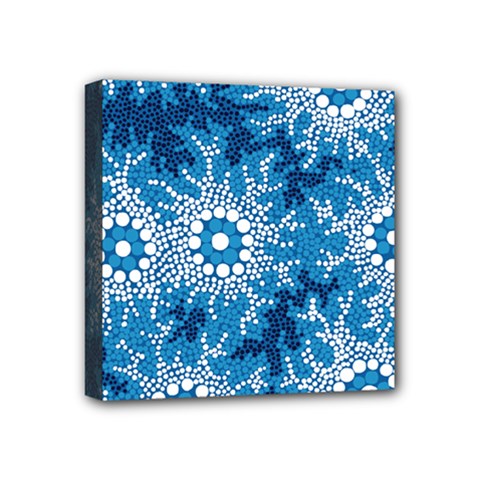 Authentic Aboriginal Art - Waterhole Dreaming Mini Canvas 4  X 4  (stretched) by hogartharts
