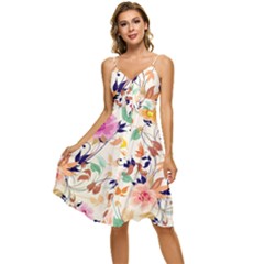 Abstract Floral Background Sleeveless Tie Front Chiffon Dress by nateshop