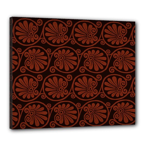 Brown Floral Pattern Floral Greek Ornaments Canvas 24  X 20  (stretched) by nateshop