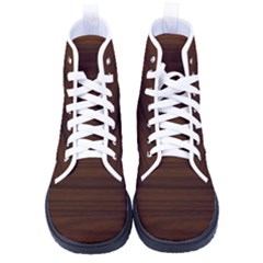 Dark Brown Wood Texture, Cherry Wood Texture, Wooden Kid s High-top Canvas Sneakers by nateshop