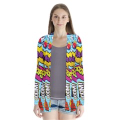 Graffiti Word Seamless Pattern Drape Collar Cardigan by Bedest