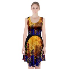 Skyline Frankfurt Abstract Moon Racerback Midi Dress by Cemarart