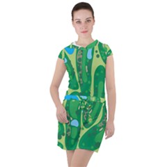 Golf Course Par Golf Course Green Drawstring Hooded Dress by Cemarart