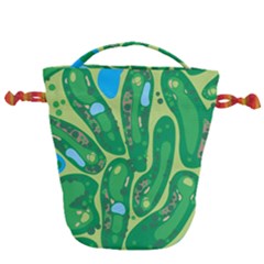 Golf Course Par Golf Course Green Drawstring Bucket Bag by Cemarart