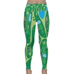 Golf Course Par Golf Course Green Lightweight Velour Classic Yoga Leggings by Cemarart