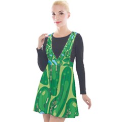 Golf Course Par Golf Course Green Plunge Pinafore Velour Dress by Cemarart