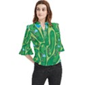 Golf Course Par Golf Course Green Loose Horn Sleeve Chiffon Blouse View1