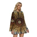 Barcelona Stained Glass Window Round Neck Long Sleeve Bohemian Style Chiffon Mini Dress View3